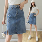Jeans Five-Point Skirt Open Long Model Of Women's Summer 2025 Summer High-Waist Nails Thin A-Word Ass Skirt Thin