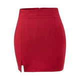 Hottie Sexy High-Waisted Thin Side Open Fork A-Word Skirt Short Skirt Women's Autumn Anti-Walking Skirt