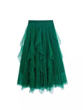 Vintage 100-Fold Dress Irregular Thin A Sub-Net Dress 2025 Spring New Long Skirt Women's Summer