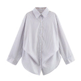 Autumn New Bat Sleeve Loose Striped Shirt 3067105