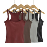 Hottie Sexy I-Word Sling Vest Woman Summer New Retro Leather Texture Square Outside Wearing Tide