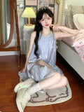 French Temperament High-End Hanging Neck Dress Summer New Chic Beautiful Blue Holiday Fairy Ponmp Dress