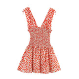 BSK&TRAF Women's Dress 2025 Summer Printed Short Dress 3066311 High Waist Thin Fashion