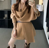 Korean Atmosphere Scarf Knitted Shirt Coat Women's New Lazy Style Thin Sweater