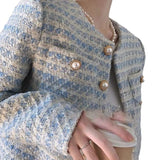 2025 Spring And Autumn French Pearl Buckle Coat Female Small Loose Short Temperament Blouse Comfortable Leisure Style