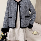 High-End Design Sense Casual Loose Small Fragrant Coat Female Fashion Temperament Round Collar Short Coat Tide