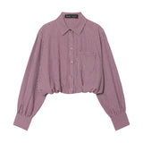 Women's Clothing 2026 New Small Checker Short Shirt Top 2331524