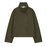 Relaxed Casual Temperament Simple Long Sleeve Buckle Collar Hair This Jacket 6318293