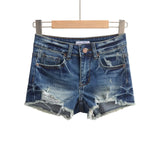 Shibuya Spice Girl Lightning-Printed Denim Shorts New Low-Rise Irregular Hairy Hole Hot Pants In Spring And Summer