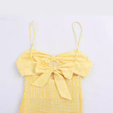 Summer New Small Check-In Bow Ornament Back Hollow Dress 8034522