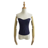 Summer Sexy Babes Fish Bone Brake Stripe Girded Waisted Top Cloth Plus Chest Pad