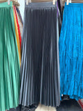 Tightening The Pearl Light Hundred Folded Half-Dressed Dress Woman 2025 Early Spring Glossy Color Color Hanging High Waist Thin Word Long Dress