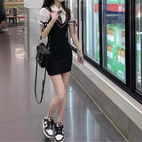 College Style Sweet Cool Hottie High-Level Feeling Sister's-Bubble Bubble-Sleeved Dress JK Uniform Fake Two Pure Lust Style