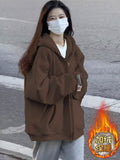 Ins Super Fire Jacket Women Autumn And Winter Oversize Hooded Thin Coat Korean Version Of The Loose Lazy Shirt Top