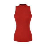 Hottie Fashion High-Collar Knitted Vest 2026 Spring New Slim Slim Net-Sleeve-Less Top