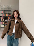 Maillard Short Leather Jacket Women Spring And Autumn Winter Retro Lazy Chic And Cool And Leather Jacket