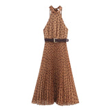 BSK&TRAF Women's Dress In Autumn 2025 New Fashion Wave Dot Belt Mist Skirt 8642802