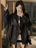 Hottie Style Black Long-Sleeved Leather Jacket 2026 Autumn New Cool Wind Retro Locomotive Jacket Top Female Tide