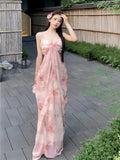 Thailand Seaside Photo Beautiful Print Dress Atmosphere Feel The Long Holiday Style Slings Hanging Dress Summer