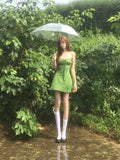 French Retro Holiday Texture Green Sling Short Skirt Women's Spring And Summer New Seaside Bra Skinny Dress