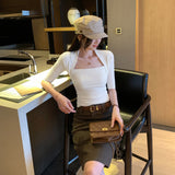 High-Level Korean Chic Chic Chic Collar Five-Sleeved T-Shirt For Women's Summer 2026 New Design Top