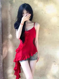 Solid-Colored Flower Sling Vest Female Slimy Thai Southeast Asian Top