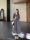 Lazy Retro Plaid With Long-Sleeved Shirts And Half-Dress Women's New Fashion Sets In The Early Season