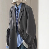 Large-Size Gray Casual Loose Thin Suit Woman Spring New High-End Design Sense Retro Suit Jacket