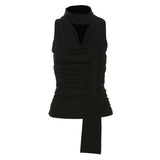 Summer Thin Tie With French Design Sense Of Niche Waist Shirt Women's New Temperament Sleeveless Slimmed Short