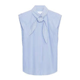 Spring New Striped Bow Trim Sleeveless Shirt 4786014250