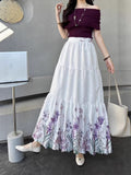 French Rags Hollowed-In Children's Half-Dress Women's Spring Loose Thin Temperament Mid-Long Skirt