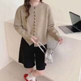 Autumn And Winter New Small Fragrant Wind Collar Showing Thin Soft Long Sleeve Top Casual Set Loose Multi-Buckle Knitting Top Tide
