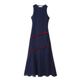 BSK&TRAF Women's Clothing In The Fall Of 2025 New Fashion Splicing Color Ousted Ousted Decorative Back Dress