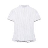 BSK&TRAF Women's Clothing Spring 2026 New Simple Fashion Buckle Striped Silk Shirt 2066010