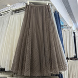 Net Yarn Half Body Cake Skirt Oversized Umbrella Skirt Long Heavy Industry Velvet Wave Point A Font Ponbo Net Yarn Skirt