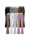 Pure Lust Lace Splicing High-Waisted Casual Trousers Women In Autumn Elastic Hanging Feeling Thin Yoga Long Pants