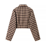 Autumn New Small Fragrant Breeze Bird Lattice Short Jacket Lattice Shorts Set