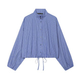 Summer New Long-Sleeved High-Collar Plaid Shirt 7484059