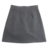 Solid Color High-Rise Thin Suit Half-Body Skirt Summer Basic Anti-Walking A-Word Ass Short Skirt 8615