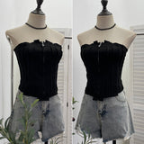 Real Shooting Autumn Vintage Deer Skin Velvet Fold Zipper One-Style Brao Vest Tset 8109