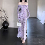 New Chinese-Style Shoulder Mesh Yarn Long-Sleeved Dress Women's Summer Sexy Body-Bown-Bsteel Dress Cheongsam Dress