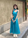 Bright-Colored Dopamine Thai Summer Hanging Neck Sling Dress Women's Seaside Vacation Xinjiang Travel To Wear Long Skirts
