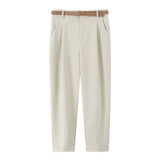 BSK&TRAF Women's Clothing 2025 Summer Casual Four-Color Belt Folding Trousers 9929022 High Waist Thin