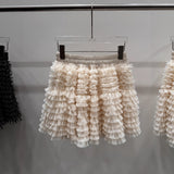 Large-Size Women's Clothing Sweet Mesh Cake Skirt Women's Year Fat Slim Thin Tight Waist Half-Dressed Fat Sister
