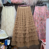 2025 Summer Explosion Fashion Mesh Cake Half-Dressed Dress Woman