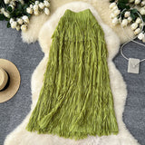 Rassel Dress Women 2025 Spring And Summer New Tight Waist-Up Thin A-Shaped Skirt In The Long High-Waist Cake Skirt