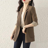 Spring And Autumn New Blazer Women's Leisure Loose Design Tops Solid Color Long-Sleeved Suit