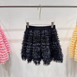 Large-Size Women's Clothing Sweet Mesh Cake Skirt Women's Year Fat Slim Thin Tight Waist Half-Dressed Fat Sister