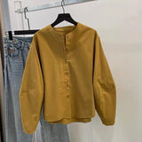 Double-Door Long-Sleeved Shirt Top 2025 New Loose Shirt Temperament Elegant Ginger Yellow Shirt