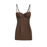 Pure Wind With Chest Cushions With Skirt Femininity Small Retro Waist Tight Bottom Hottie Short Skirt